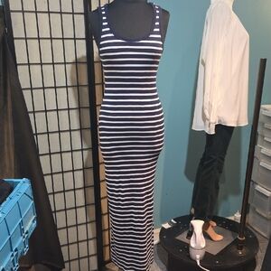 Universal Thread Striped Maxi Dress in Navy and White